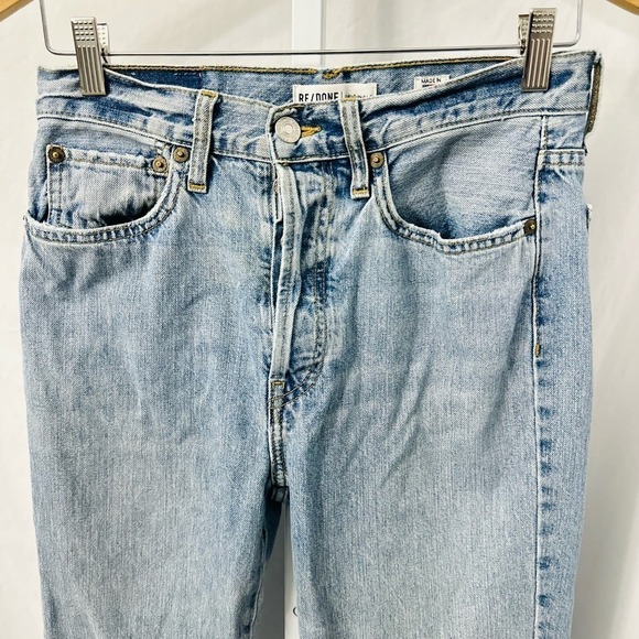 Re Done High Rise Crop Flare Button Fly Jeans Light Wash 28 - Picture 6 of 11